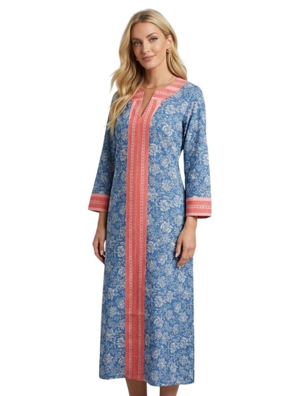 Tuckernuck Blue Bouquet Belize Caftan in Chintz Cobalt Large New Womens Midi Lon